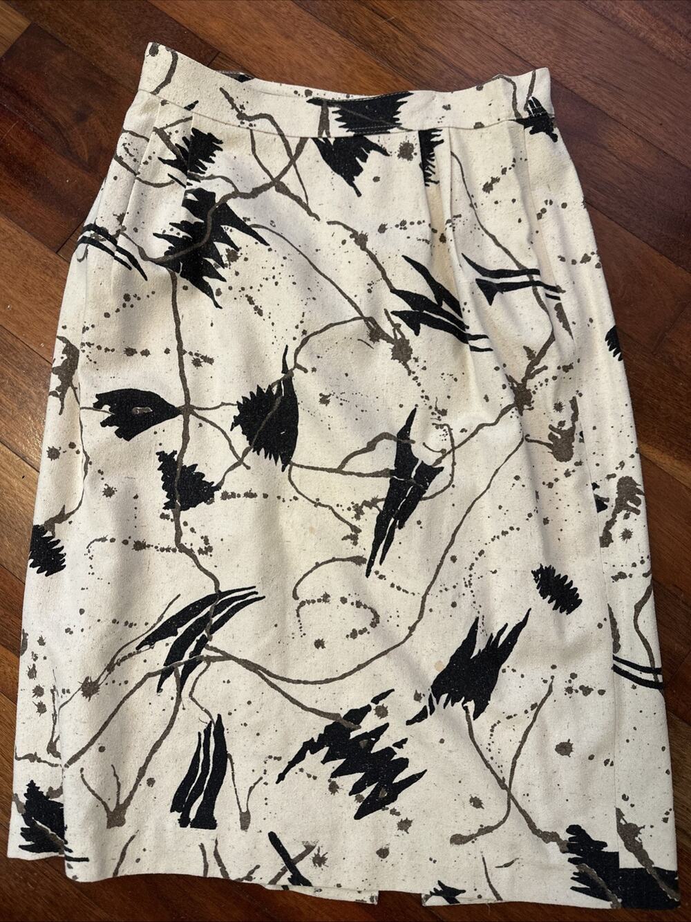 Vintage 100% Raw Silk Ivory Skirt Naturelle George Georgiou Size L